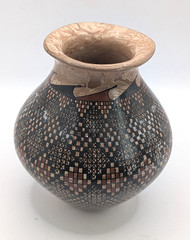 Handmade Lazaro Ponce Signed Mata Ortiz Geometric Polychrome Pottery Bowl Vase