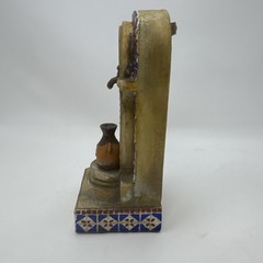 Miniature Mexican Handmade,Painted Pottery Tera Cota Wall Fountain Colorful