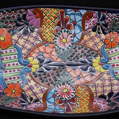 Talavera Pottery Lg 21.5″ Centerpiece Fruit Bowl Mexican Ceramic Kitchen Serving