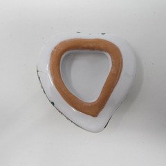 Hand Painted Puebla Mexico Pottery Heart Dish Tepépa Signed 1999 Floral 3.25″