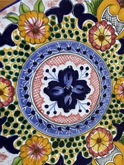 2 Talavera Plates Triangle Floral Mexican Pottery Folk Art 10″ Sebastian Hangs