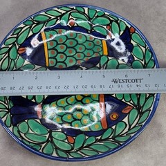 JMB Mexico Talavera Pottery 7.5″ Fish Plate Set Of 4 Hand Painted Folk Art