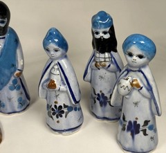 Vintage Estate 14 Piece Tonala Folk Art Mexican Pottery Nativity Set