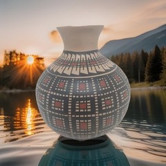 Mata Ortiz handmade and Handpainted pot by Elfida Tena 5.75″ tall / 5″ wide.