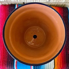 Lg MEXICAN TALAVERA Folk Art POTTERY FLOWER POT PLANTER CERAMIC #1