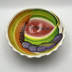Mexican Talavera Pottery Footed Hand Painted Fruit Bowl Salsa 5.75”