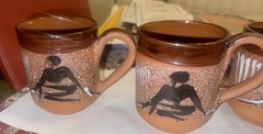 Set Of 4 African Hand -Painted Zimbabwe Clay Mug With Traditional Art 3.5″ Tall