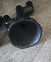 Pair Barro Candle Holders Oazaca Mexican Black Clay Folk Art Pottery Mexico