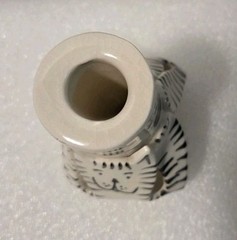 Dorothy Steele Modern Art Pottery Fun Cat Bud Vase Taper Candle Holder Signed