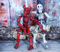 Red Devil Skeleton Clay Adjustable Handmade Pineda Mexican Folk Art Small Size