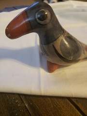 Vintage Mexican Tonala Pottery Bird Toucan Signed 3″ Clay Mid Century Modern