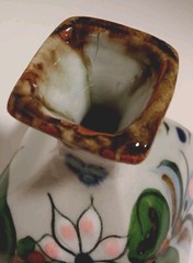Mexican Pottery Bud Vase Small Signed Mex Reyna Hand Painted Floral Art Mexico