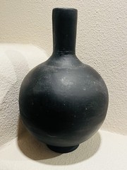 Vintage Barro Negro De Oaxaca Handmade Black Clay Round Vase 13” Made in Mexico