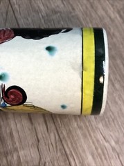 Mexico Tonala Pottery Cylinder Vase Flowers Floral Yellow Blue Green Art D8