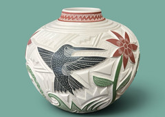 Mata Ortiz Pottery Martin Olivas Quintana White clay Olla Vase Jar Art Mexican