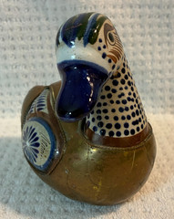 TONALA DUCK BIRD PORCELAIN/CERAMIC / BRASS ROYAL BLUE & WHITE