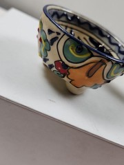 Signed Mexico Q Pottery Bowl Dipping Sauce Hand Painted 2.25″ Set of 4