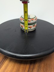 Mexican Tonala Pottery Round Covered Trinket Dish Green Cactus Hand Painted S.G