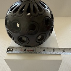 Oaxaca Mexico Hand Carved Pierced Black Clay Luminary Candle Holder About 5 x 5