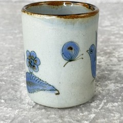 VTG Ken Edwards Pottery El Palomar Mexico Tonala Blue Bird 8oz Coffee Mugs