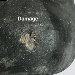 BLACK CLAY VESSEL With 2 Holes & LIZARD FETISH / Pre-Colombian Style / 4 INCHES
