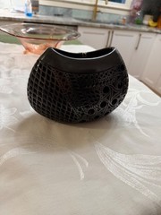 Dona Rosa Handmade Mexican Black Pottery Decorative Bowl 5.5” Tall 8” wide