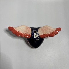 Mexican Talavera Flying Heart Wings Pottery 9” Wide Wall Decor Folk Art
