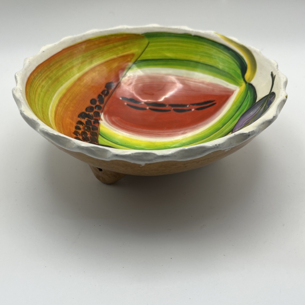 Mexican Talavera Pottery Footed Hand Painted Fruit Bowl Salsa 5.75”