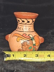 Belize Handmade Pottery Vase 4” Folk Art Decor Tribal Art Clay