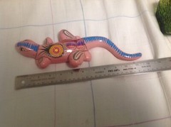 Cancun Mexico Souvenir Lizard House Wall Mount Table Top Art Gecko Pink Pottery