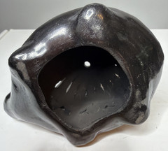 Vintage Turtle Figurine Oaxacan Barro Negro Black Clay Hand Carved Mexico CUTE!