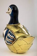 Duck Figurine VTG from Tonala Mexico Ceramic and Brass 4 Inches Tall Good Cond.