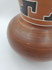 Mexican Clay Pottery Vase Vintage Glazed Green Inside
