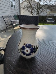 Vintage Handmade Tonala Mexican Folk Art Pottery Sandstone 4 Inch Vase