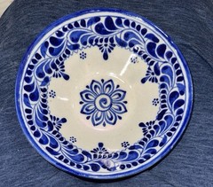 Talaveta Bowl Hand Painted Mexican Ceramic Blue White Mexico D’casa 6”