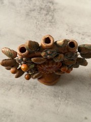 Vintage Mexican Tree of Life Candelabra Handmade Folk Art Terracotta Pottery 5″