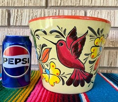Lg Mexican Ceramic Flower Pot Planter Folk Art Pottery Handmade Talavera L#9