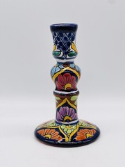 Vintage Telavera Mexican Pottery Single Candle Holder Hand Painted Signed