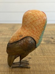 Vintage Mexican Folk Art Ceramic And Brass Hand Pained Owl Héctor Gonzalez 8/100