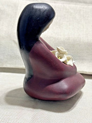 Delicate Tonala Mexico Folk Art Pottery with Lillies symbolize Purity & Rebirth.