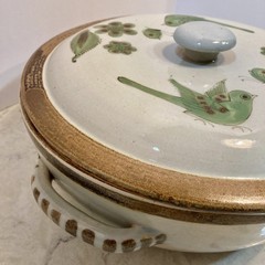 Tonala Mexico Ken Edwards El Palomar Green Bird Butterfly 3qt Covered Casserole