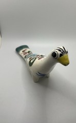 Vintage Tonala Pottery Bird Hand Painted Green Mexican Folk Art Long Neck 6”