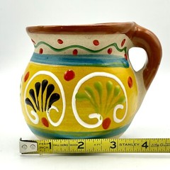 Mexican Red Clay Terracotta Glazed Floral Coffee Mug