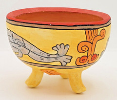 Belize SIGNED Handmade Painted Clay Bowl OOAK by Mac 4″ Folk Art Art Pottery