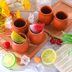 48 Pcs Cantaritos De Barro 3 Oz Mini Mexican Clay Cups, Handmade Style Pottery S