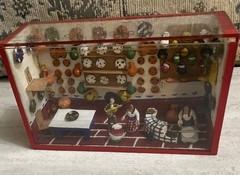 Vintage Mexican Folk Art Scene Niche Diorama Miniature Clay Pottery 6” X 3”