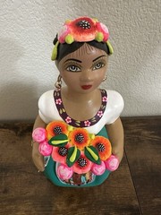 NEW! Great Gift- Navarro Lupita Doll-Blue-green Skirt/3D Virgen De Guadalupe!