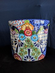 Talavera ceramic flower pot from Mexico.