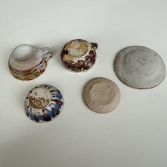 Lot collected handmade clay miniature dishes vase South tea set Central America