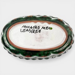 Talavera Camacho Mexico Lead Free Oval Dish 7.5″ Hand Painted Green Bowl